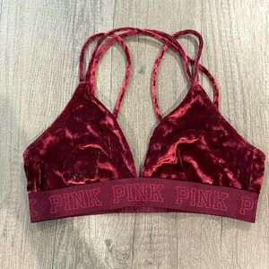 Maroon velvet bralette.